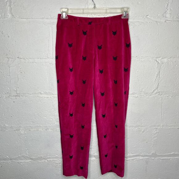 J. McLaughlin Women's Pink Embroidered Fox Corduroy Vintage Straight Jeans Sz 8 - Picture 1 of 8
